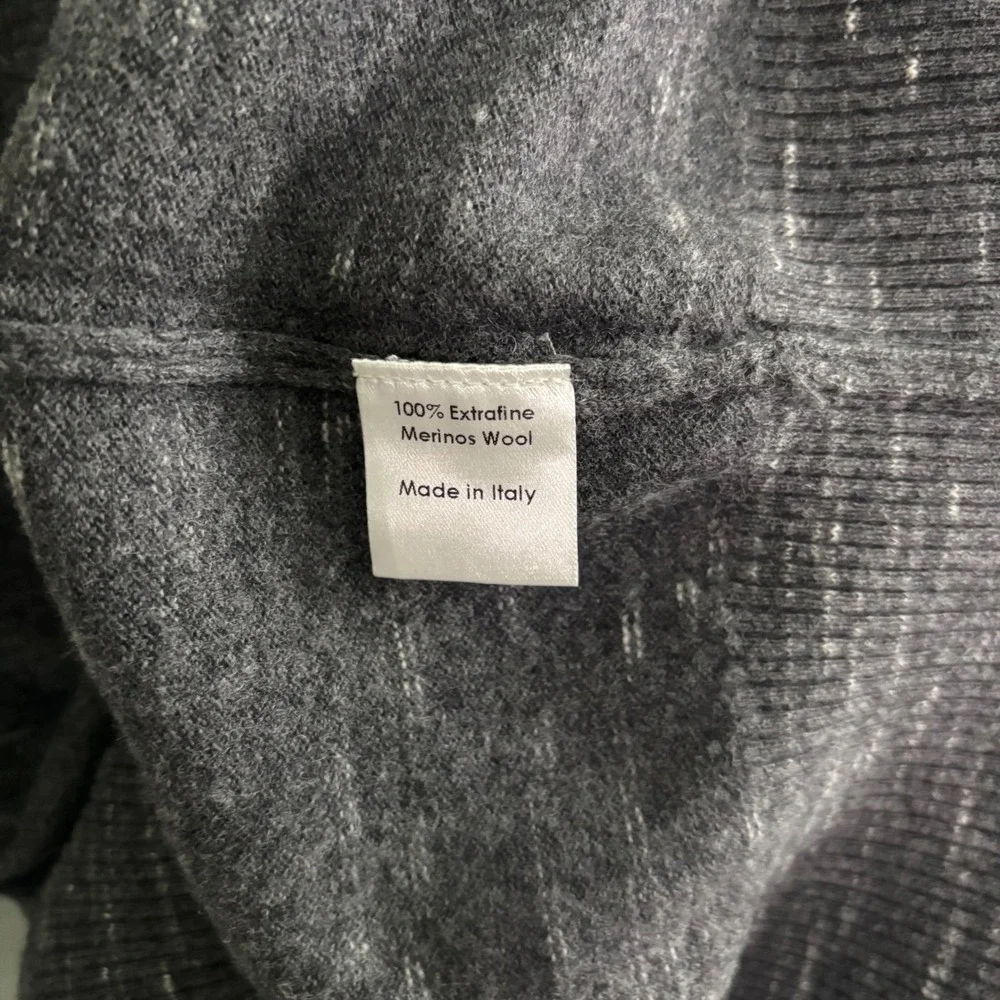Billy Reid Gray 100% Extrafine Merino Wool‎ Crewneck Sweater Large Made in Italy